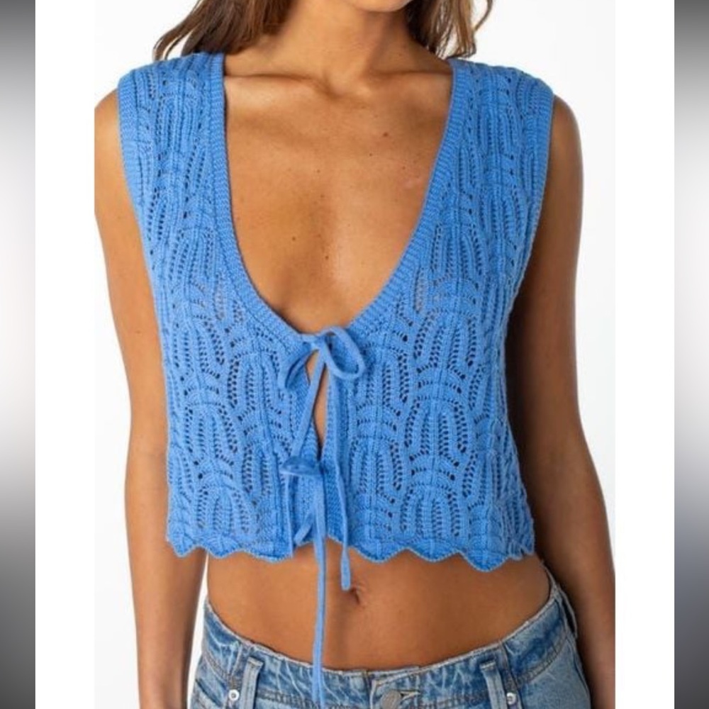 NWT Roxy Beach Bound Crochet Vest Sweater